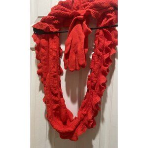 Holiday(Red) Women's Ruffled Scarf and Glove Gift Set New York & Company NWT